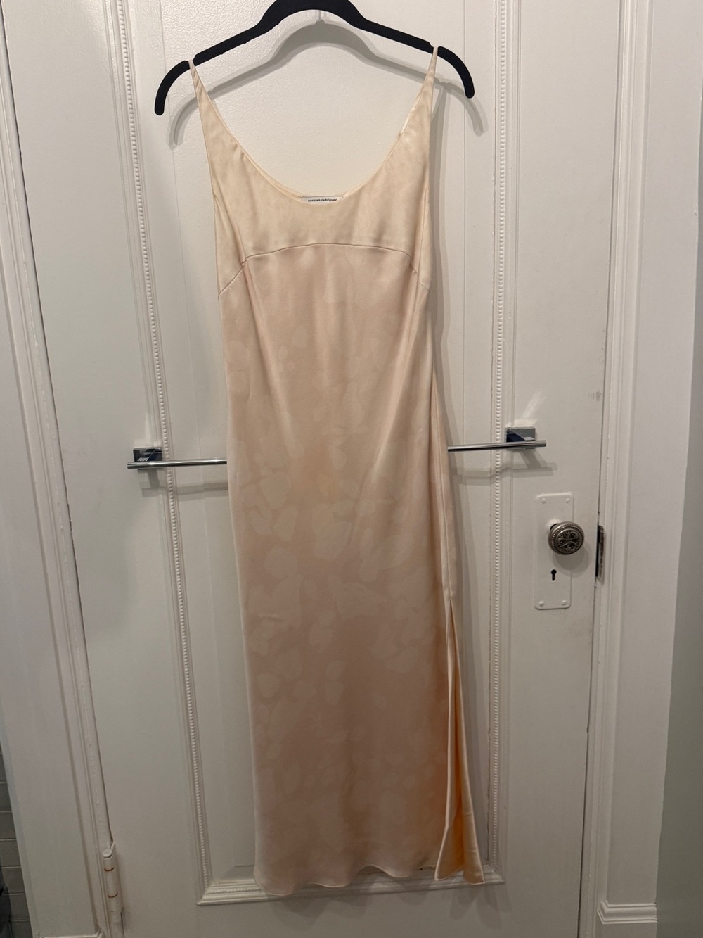 Narciso Rodriguez Champagne Silk Blend Jacquard Slip Maxi Dress XS